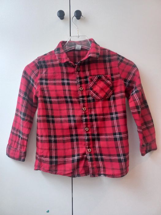 Czerwona koszula w kratę dla chlopca 122