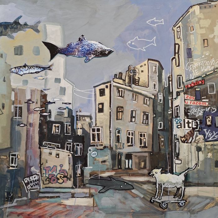 Obraz Olejny Ukryci Mieszkańcy Miasta v.2 - Piotr Chrzanowski