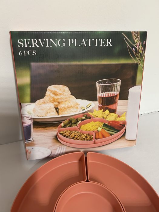 Patera do serowania koralowa  Melamine taca + miseczki nr.8584