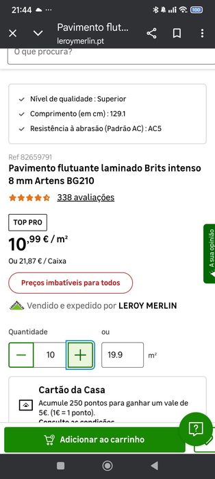 Pavimento flutuante laminado Brits intenso 8 mm Artens BG210