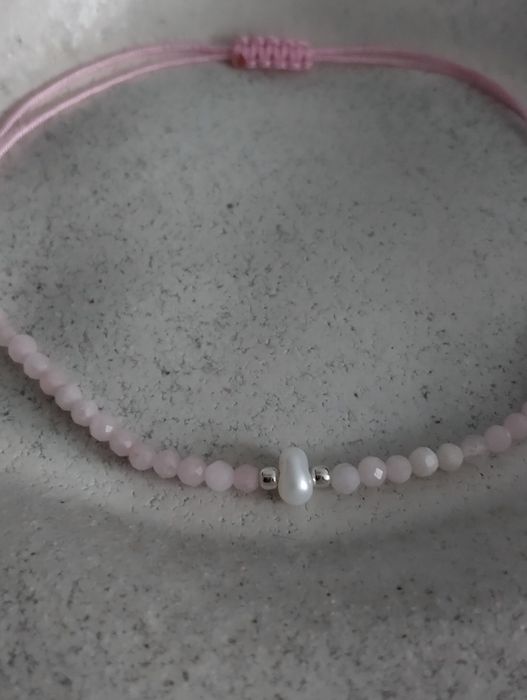 Bransoletka opal różowy hand made srebro 925