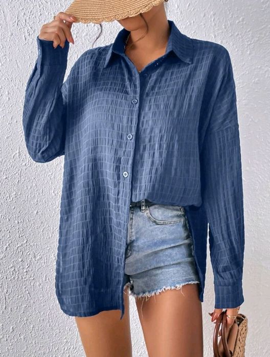 Camisa azul empoeirado (senhora)