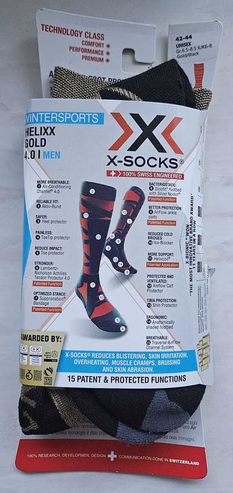 X-Socks 4.0 Helixx Gold топові гірськолижні шкарпетки 42-44 нові