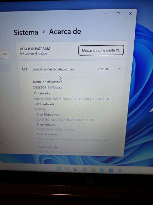 Portátil HP 15 intel i3
