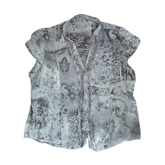 прозора сіра сорочка з абстрактним принтом