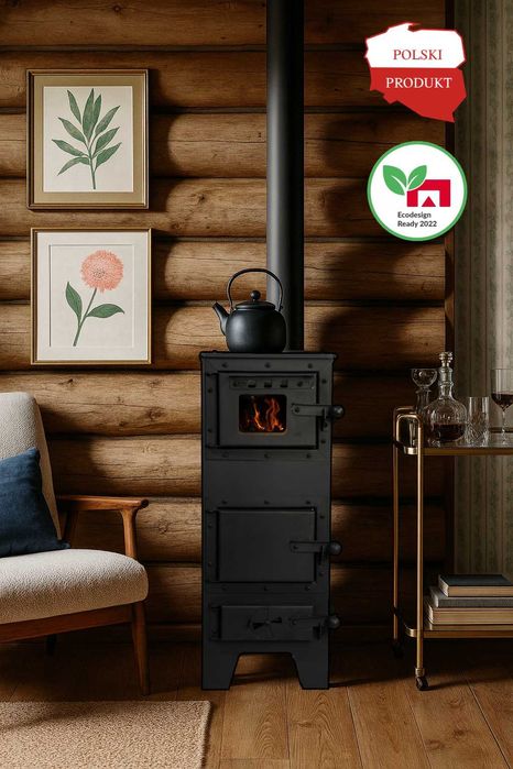 PIEC szamotowy z szybą koza kominek stalowy POLSKI EKOPROJEKT 2022