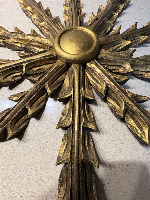 Lindo antigo sol em talha dourada 54 cm de diâmetro - restaurado