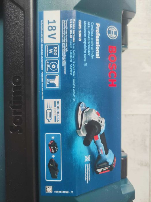 Bosch szlifierka kątowa GWS 18V-8 125 mm 2x GBA 5.0Ah łado GAL 18V-40