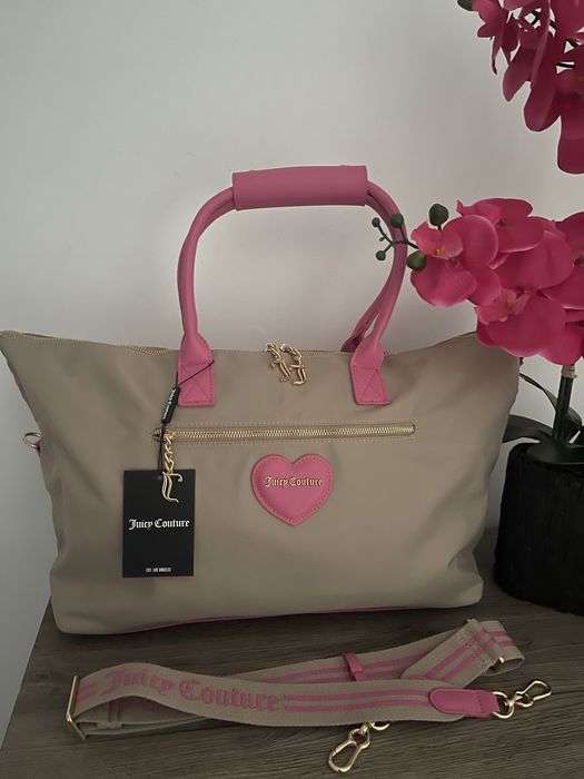 Nowa duża torebka shopperka torba podróżna do samolotu A4 Juicy Couture złote dodatki