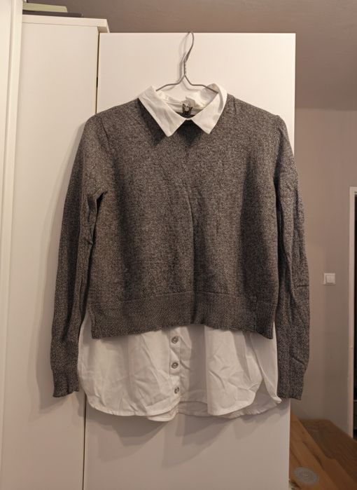 Elegancki sweter 2w1 z koszulą