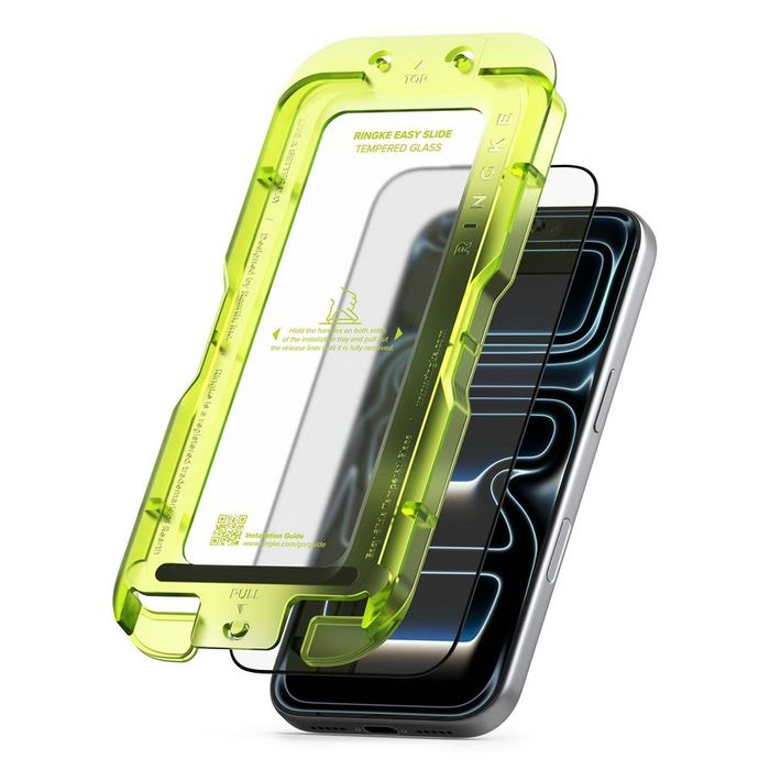 Szkło Hartowane z Aplikatorem Ringke Easy Slide (2-Pack) do iPhone 17 Pro Max / 18 Pro Max - Czarne Ramki (Black)