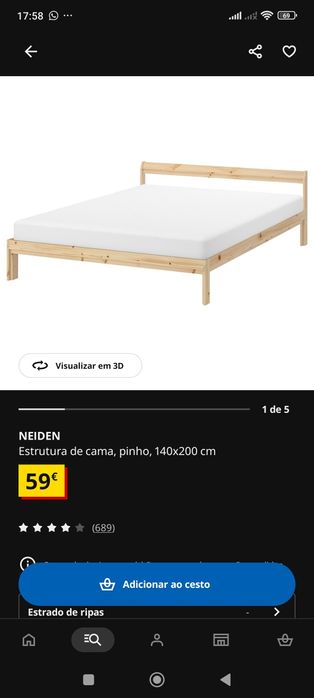 Cama NEIDEN + estrados e colchão IKEA