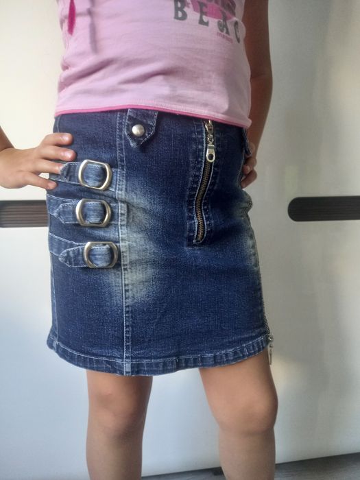 Spódniczka jeans zamek krótka Rosan-Tex 9 lat roz 134 cm