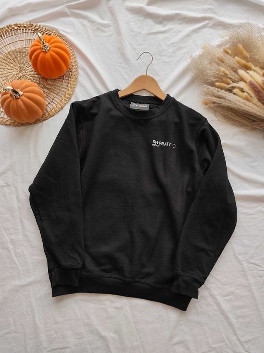 Czarna bluza męska basic lekko ocieplana bez kaptura XS