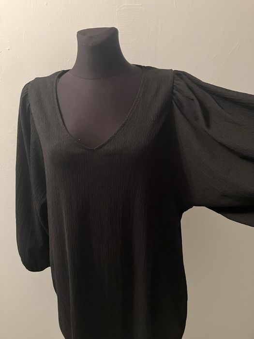 Czarna elegancka luźna sukienka, bufiaste rękawy, rozm 38/M, Lindex