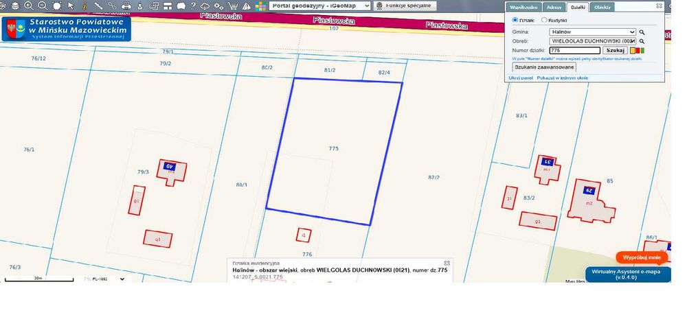Działka  3462 m² | ul. Piastowska | MPZP | Media | Wielgolas Duchnowski | gm. Halinów
