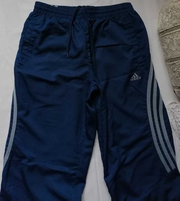 Adidas termoaktywne oddychające spodnie dresowe sportowe morski M L
