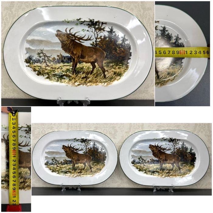 Фарфоровая столовая тарелка GDR Германия мотив рыбалка подарок