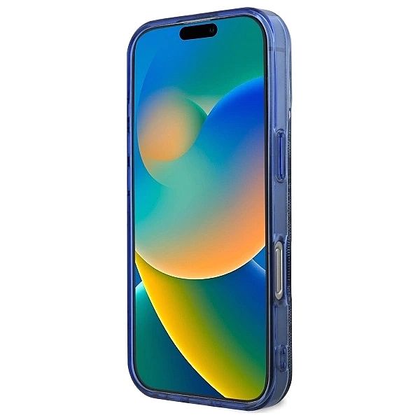 Etui Guess IML Peony On 4G Background MagSafe na iPhone 16 Pro - niebi