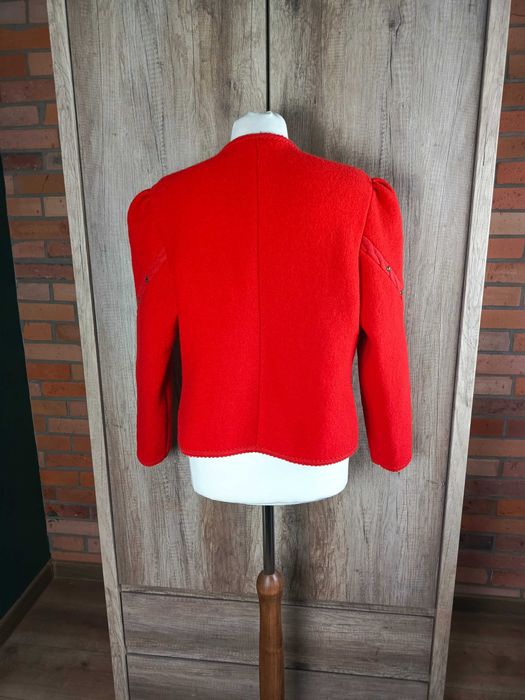 Alphorn wełniany żakiet marynarka damska czerwona folk wool 46 XXXL
