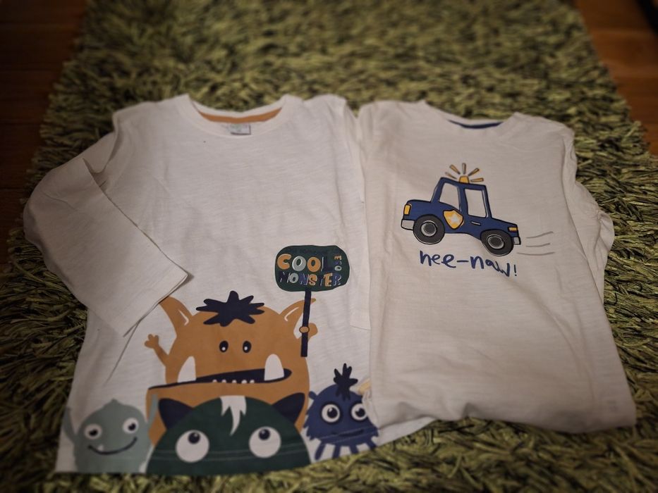 Koszulki z długim rękawem dla chłopca białe rozmiar 116