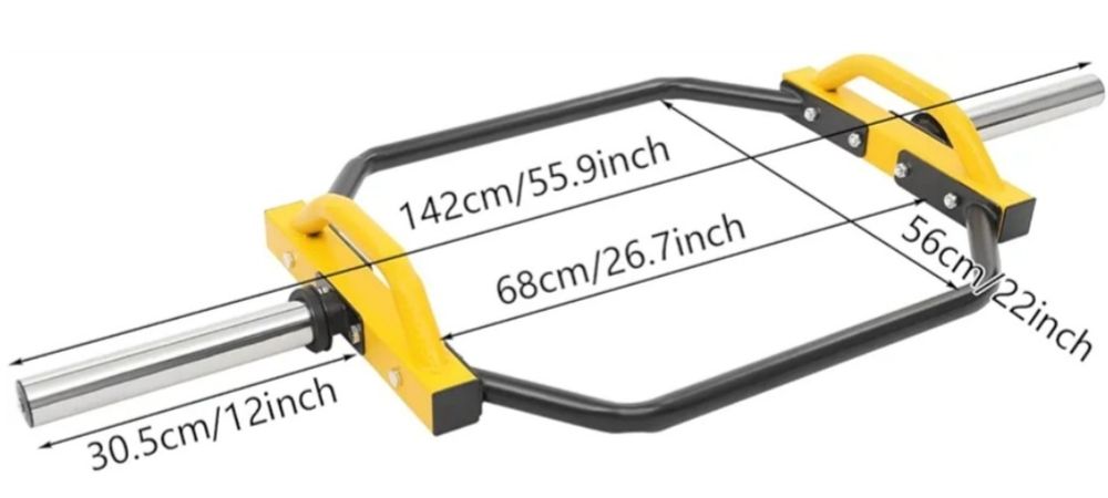 Barra hexagonal para levantamento de peso, 142 cm, até 150 kg, para levantamento terra, agachamento e desenvolvimento de ombros