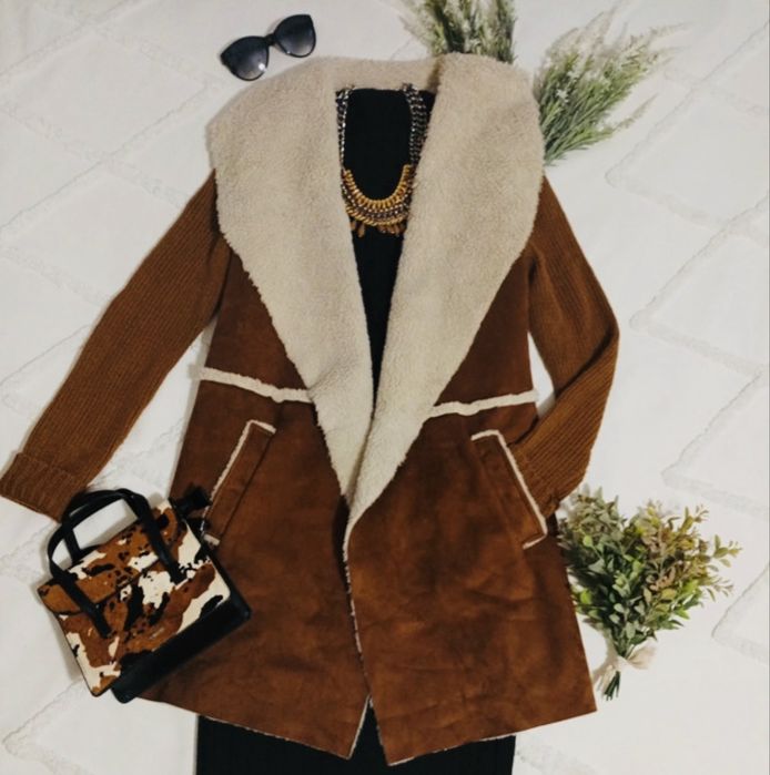 Casaco camurça e lã