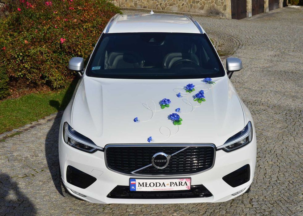 NIEBIESKA dekoracja na auto samochód ślub wesele ŁATWY MONTAŻ 327