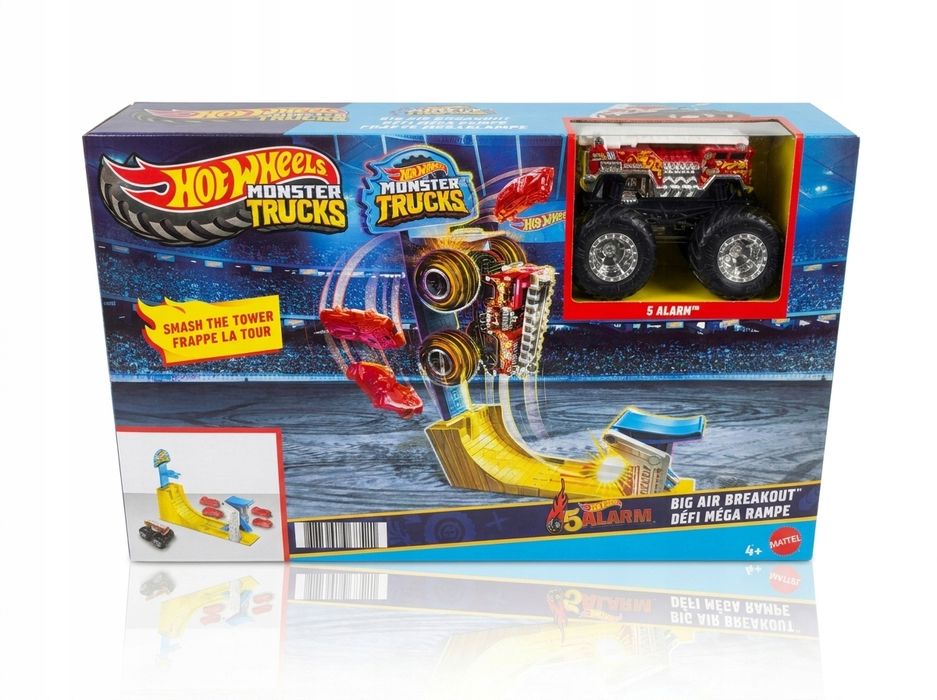 Zestaw hot wheels big ramp monster truck samochody tory zabawka