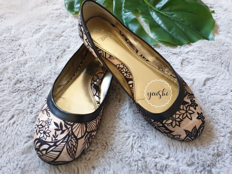 Zara satynowe baleriny balerinki w kwiaty 39