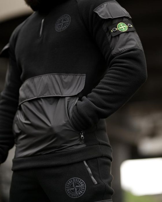 Теплий костюм Stone зі вставками зима чорний колір для чоловіків