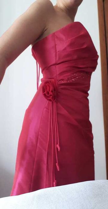Vestido de cerimónia comprido rosa fúcsia