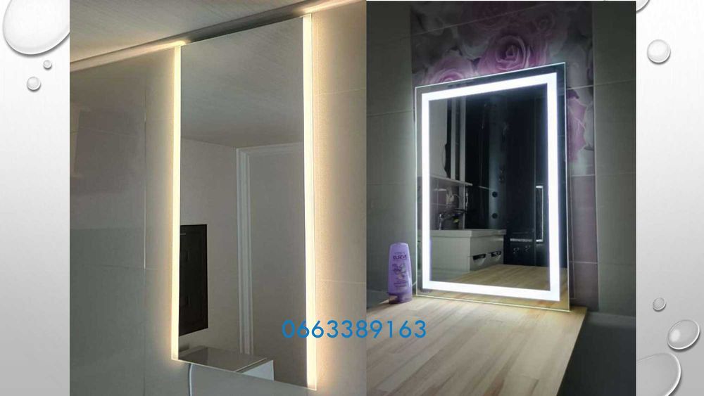 Дзеркало з LED підсвіткою в ванну з поличкою Зеркало с лед подсветкой