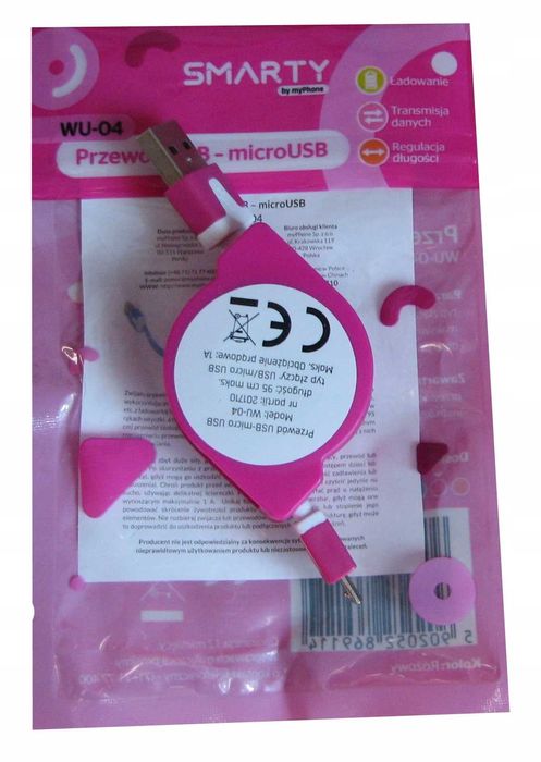Zwijany Regulowany Kabel USB - Micro USB zestaw 4 szt
