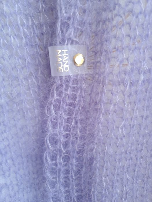 Lawendowy kardigan moher z jedwabiem. Handmade