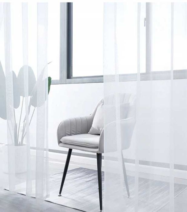 Firana gotowa woal 300x240 cm na taśmie żabki, śnieżnobiała