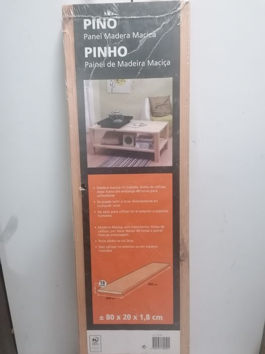 Prateleira de madeira 80 x 20 x 1,8 cm