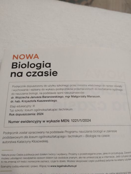 Karty pracy ucznia Nowa Biologia na czasie 1