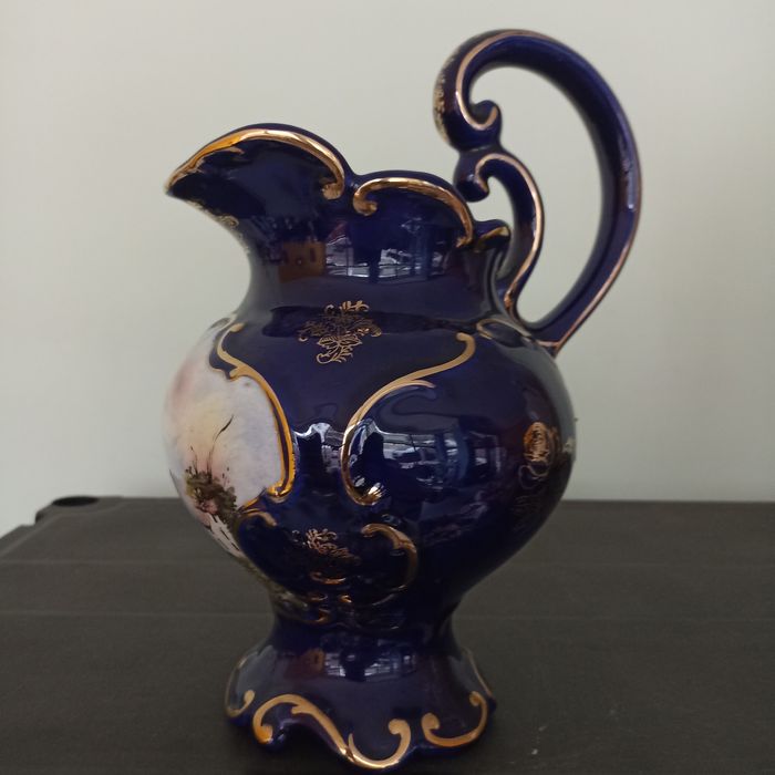 Jarro ELPA Alcobaça azul cobalto motivo paisagem