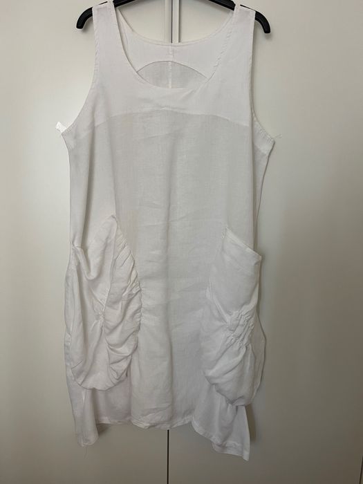 Vestido midi 100% linho com bolsos