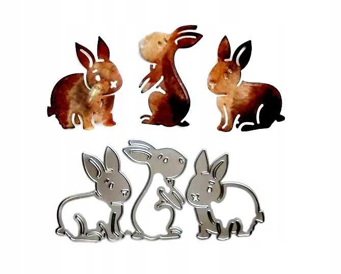 Wykrojnik 3 fajne zajączki/króliczki na Wielkanoc