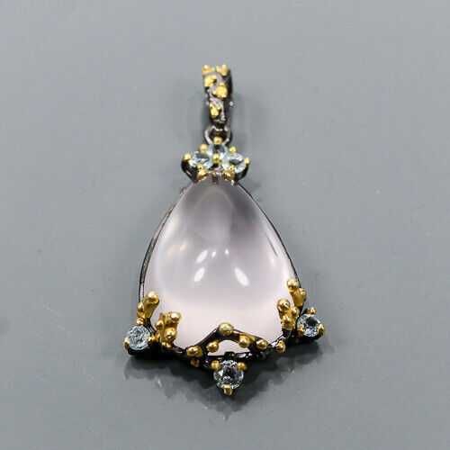 Подвеска из натурального розового кварца 28 карат, серебро 925 пробы