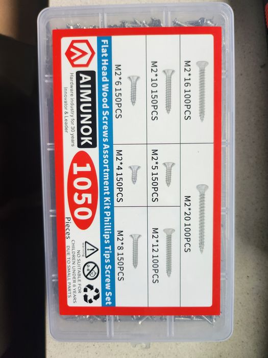 Zestaw 1050 szt wkrętów M2