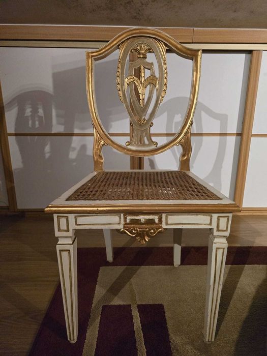 Quarto Completo Luís XVI Madeira Maciça, Pintada e Douradas à Mão