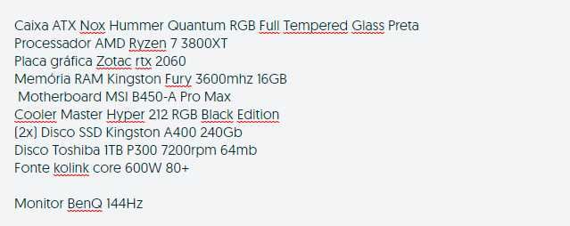 Desktop Gaming Ryzen 7 3800XT RTX 2060 Zotac + Monitor 144Hz
