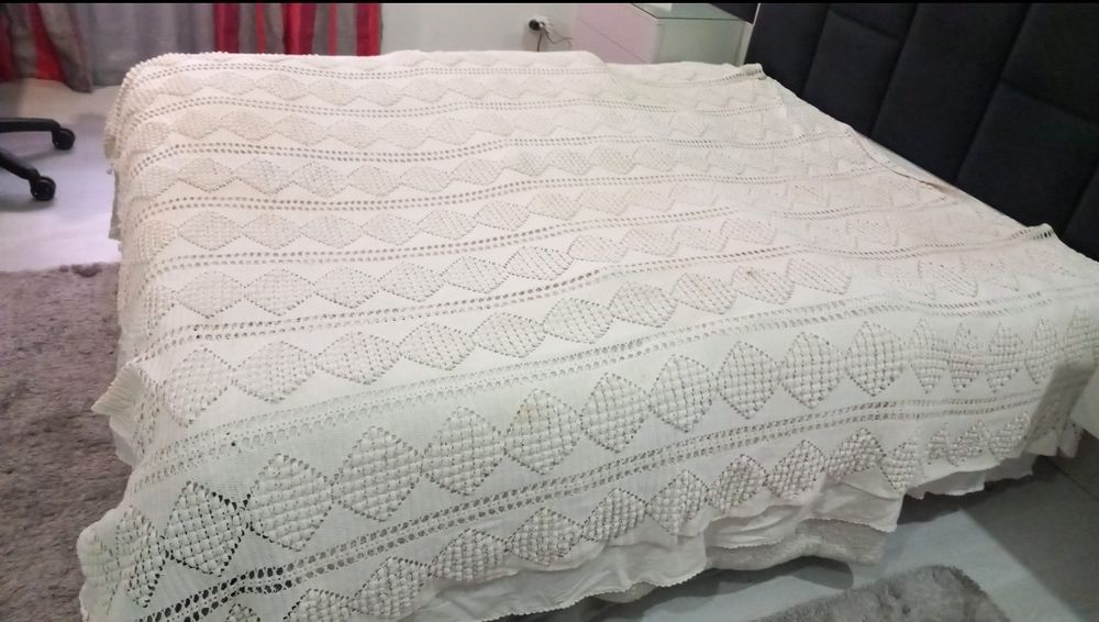 Manta de cama renda branca