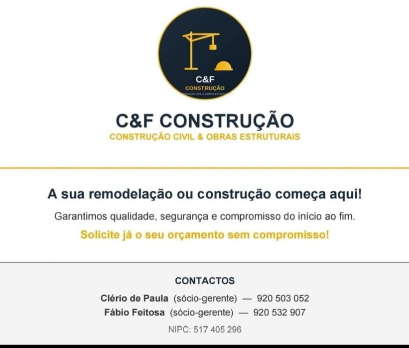 C&F construção, construção civil, obras estruturais e remodelação em geral
