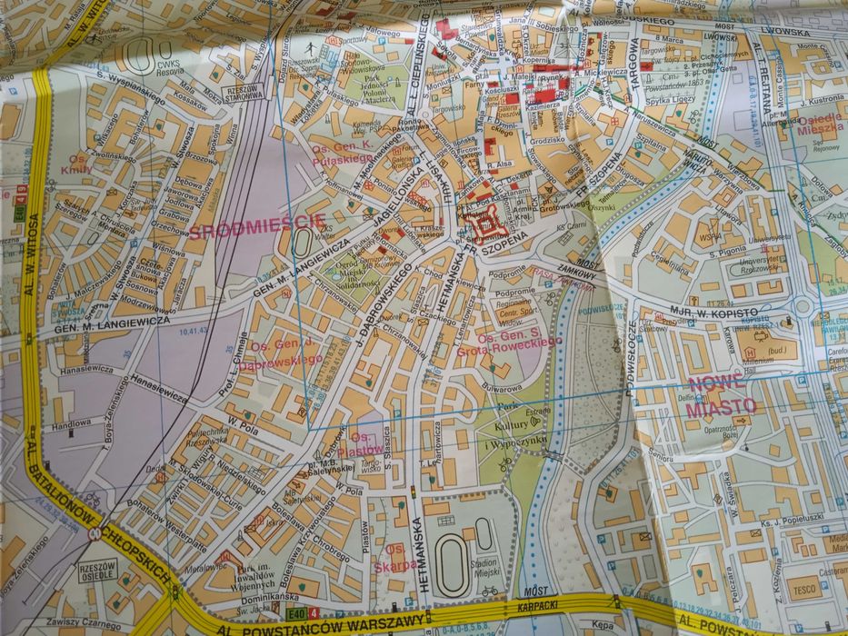 Rzeszów, Jasło, Łańcut plan miasta, mapa