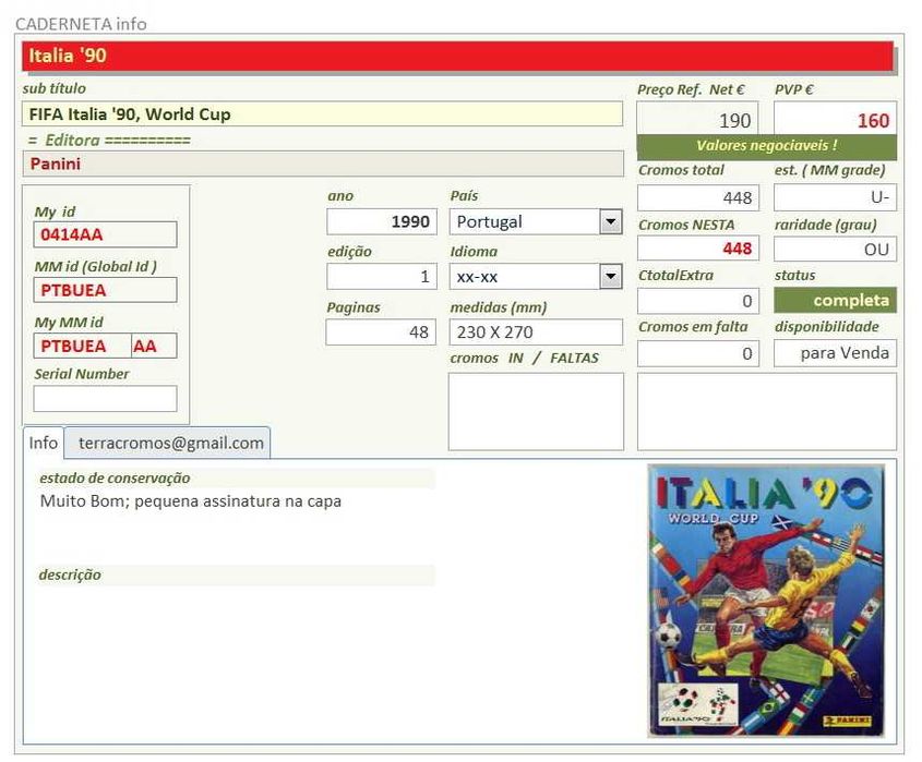 caderneta de cromos Italia '90, Panini