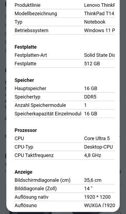 Ноутбук Lenovo thinkpad T14 gen 6 (21qc003jge)